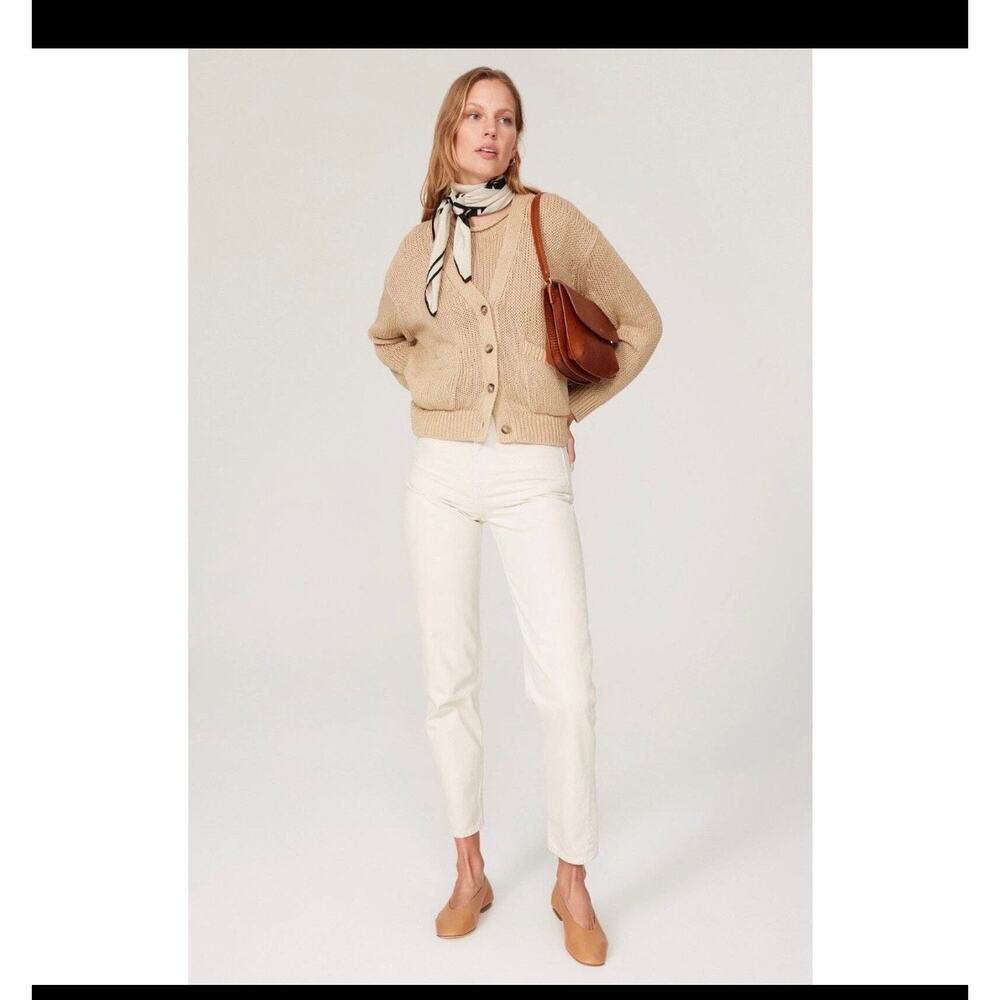 POLO RALPH LAUREN Tan Beige Linen Knit Button Front Cardigan Sweater Size XXL
